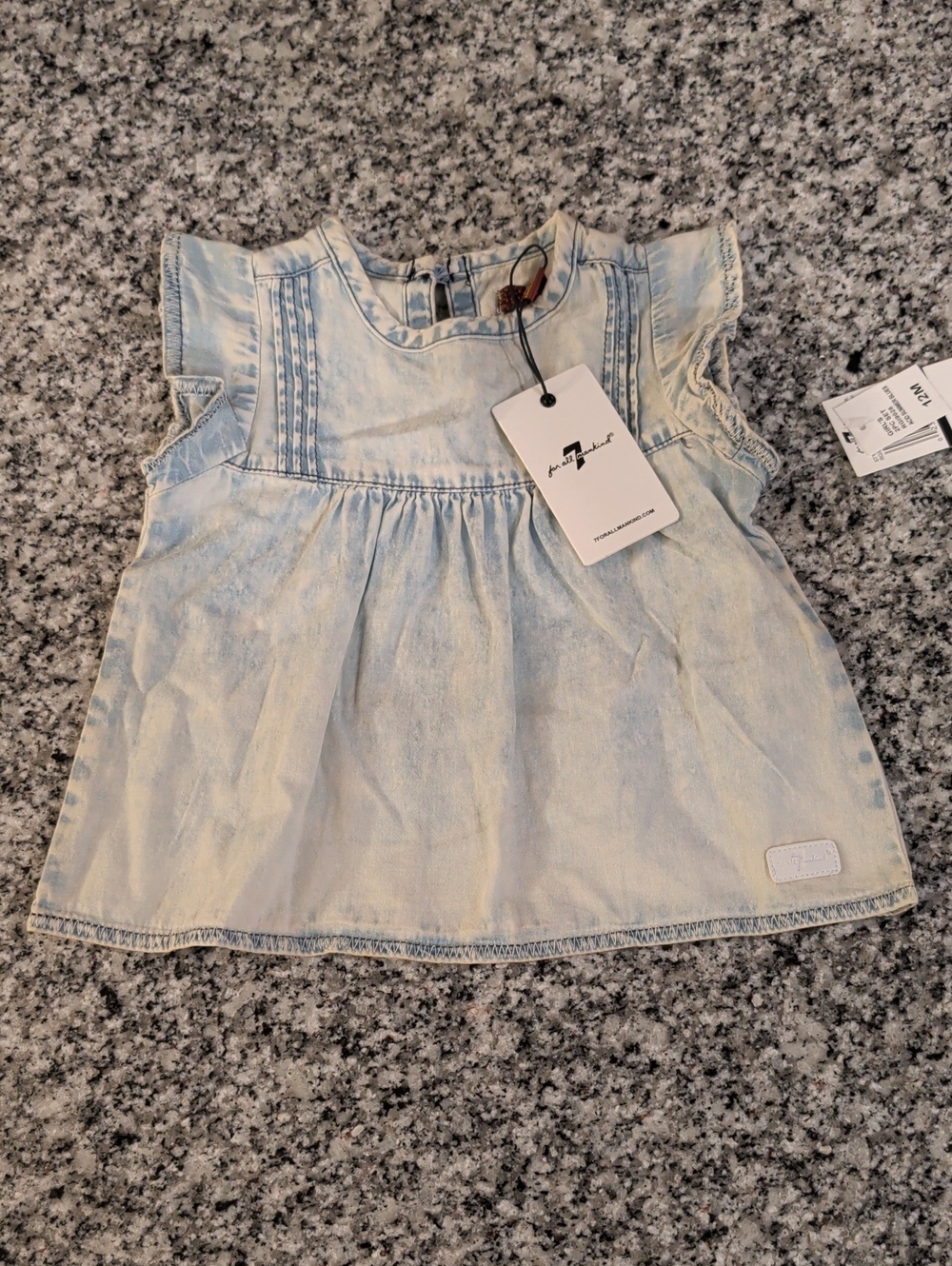 7 For All Mankind Light Wash Denim Girls Top - Light Blue